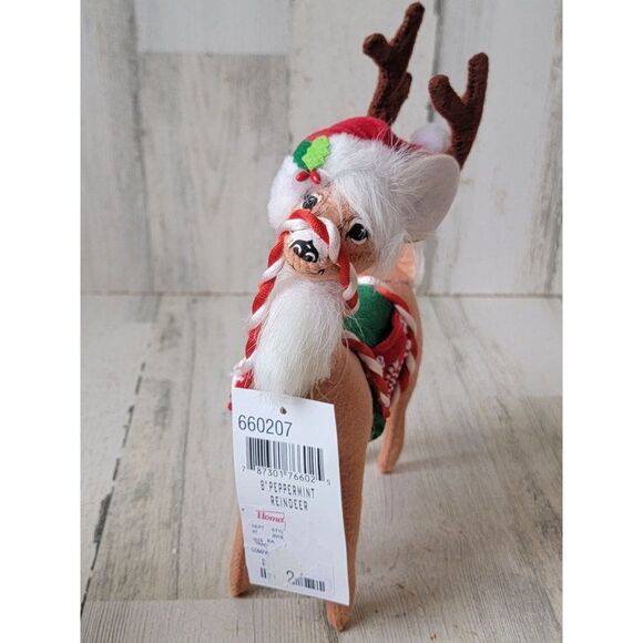 Annalee 9" Peppermint Reindeer 2007 Xmas figure candy cane - Picture 3 of 9